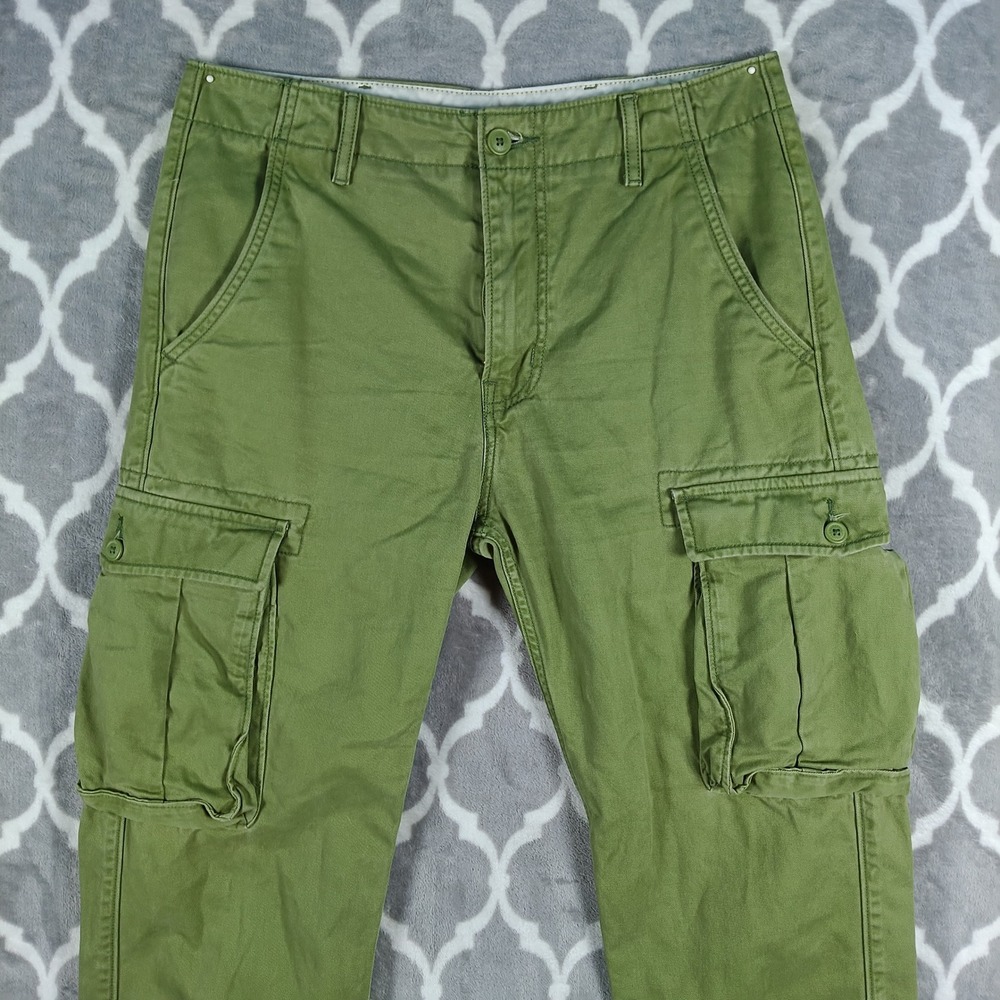 Levis Cargo Pants Mens 30x30 Green Straight Leg Utility Military Twill ACE 12462